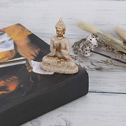 Ymiko Meditation Sitting Buddha Statue Carved Statue Crafts Home Decorations, Can Be Placed On Desk, Garden, Bedside, Relax and Pleasant (A Gold)