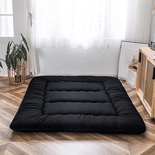 MAXYOYO Japanese Floor Mattress 4" Thick King Size Foldable Futon Mattress - color: Black, size: King