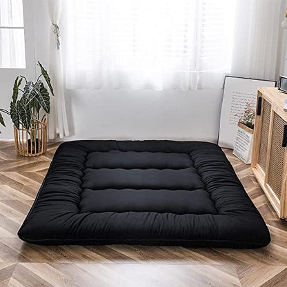 MAXYOYO Japanese Floor Mattress 4" Thick King Size Foldable Futon Mattress - color: Black, size: King