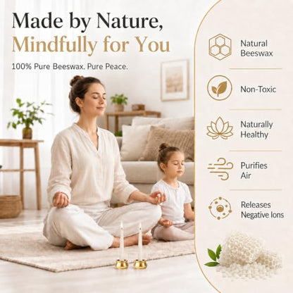 20 Minute Beeswax Meditation Candles, 20 Pack 3.15 Inch Mini Candles - color: White