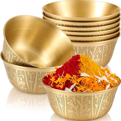 6 Pcs Copper Offering Bowls Pooja Return Gifts 3 '' Indian Brass Puja Bowls Religious Festival Supplies for Diwali Mandir Altar, Yoga Meditation, Incense Burner, Ritual Use Housewarming Gift