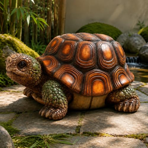18" Resin Turtle Garden Stool & Planter Stand, Realistic Tortoise Statue Side Table, Decorative Outdoor Animal Sculpture for Patio, Lawn, Balcony, Porch, Living Room & Garden Decor - color: 18 in Turtle
