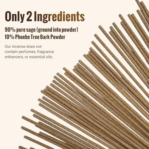 White Sage Incense Sticks (50 Sticks), 100% Natural sustainably harvested White Sage, Suitable for Yoga, Meditation, Relaxation, and Spiritual Purification - color: Sage
