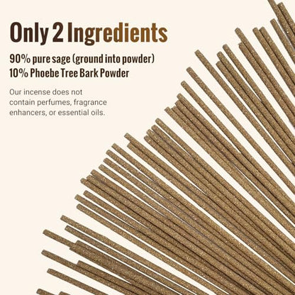 White Sage Incense Sticks (50 Sticks), 100% Natural sustainably harvested White Sage, Suitable for Yoga, Meditation, Relaxation, and Spiritual Purification - color: Sage