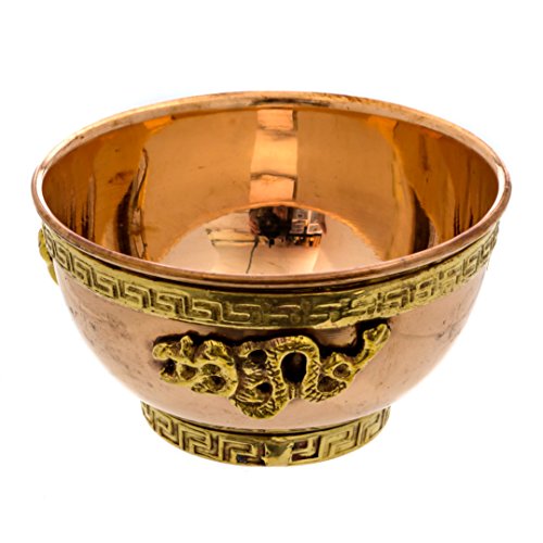 Alternative Imagination Dragon Copper Bowl - Offering Bowl For Altar Use, Ritual Offerings, Witchy Home Decor - Incense Holder for Incense Cones, White Sage, Palo Santo Sticks - 3 Inches Wide - style: Dragon
