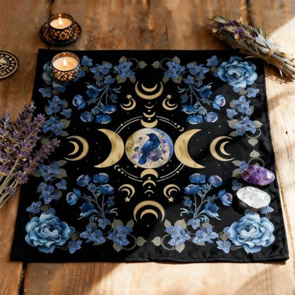 Altar Cloth Moon Star Printed Tarot Cloth Witchy Tablecloth