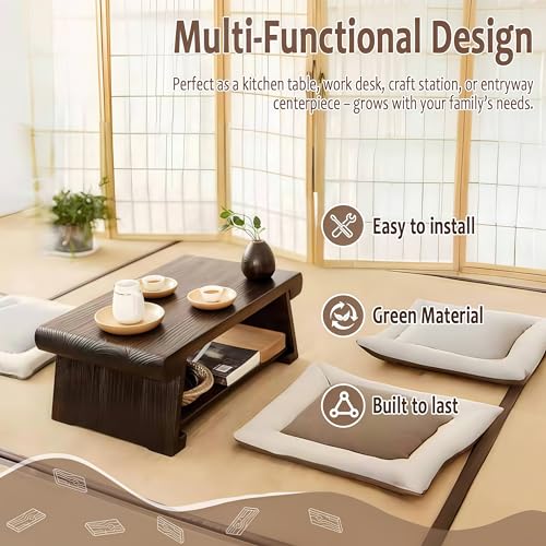 Folding Meditation Altar Table, 19.7" Japanese Low Floor Table