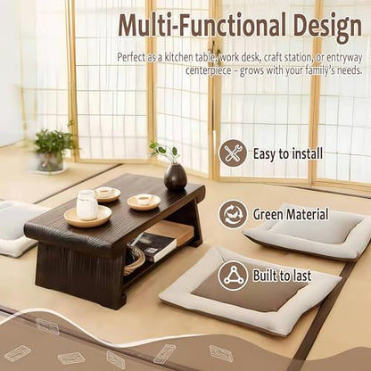 Folding Meditation Altar Table, 19.7" Japanese Low Floor Table