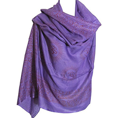 Om Ohm Mantra Yoga Meditation Cotton Altar Cloth Prayer Shawl Tapestry Large - color: Dark Brown