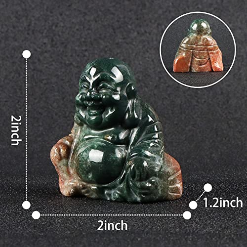 Artistone Crystals 2.0 inch Hand Carved Ocean Jasper Maitreya Buddha Figurine Healing Crystal Gemstone Seated Lucky Buddha Pocket Stone Home Decoration - color: Ocean Jasper