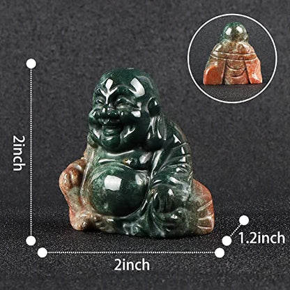 Artistone Crystals 2.0 inch Hand Carved Ocean Jasper Maitreya Buddha Figurine Healing Crystal Gemstone Seated Lucky Buddha Pocket Stone Home Decoration - color: Ocean Jasper