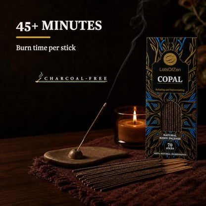 LotsOfZen White Copal Incense Sticks, 70 Count, Long Burning, Charcoal-Free - color: Copal