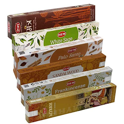 Hem Incense Sticks Variety Pack Masala Series and Holder Burner Bundle with 6 Classic Fragrances - color: Classic Fragrances
