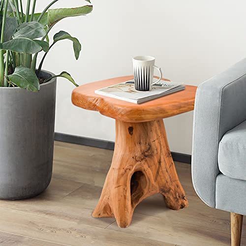 Small Side Table, Unique Design Live Edge Wood Stool, Freeform Natural Plant Stand for Garden, Yard, Living Room, Bedroom - size: 14"D x 12.5"W x 14.5"H