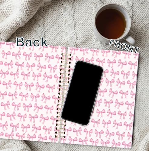 BNHJKFQZ Coquette Pink Bow Spiral Notebook, Preppy Bow Journal, Aesthetic Pink Journals for Writing, Girly Preppy Notebooks for Note Taking, Coquette Office Supplies, 5.5x8.3 Inch - color: Bible -pink bow