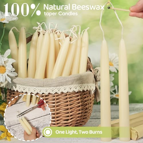 White Beeswax Taper Candles,10 Inch,12 Pack, Non-Toxic, Up to 8 Hours - color: White, size: 8in-8pcs