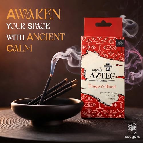 Soul Sticks Aztec Cinnamon Resin Incense Sticks, 90 Hrs Burn Time – 100% Natural, Hand-Rolled & Slow-Burning 6 Pcs| Artisan Blend for Yoga, Meditation, Relaxation, Aromatherapy (DragonBlood) - color: Dragon Blood