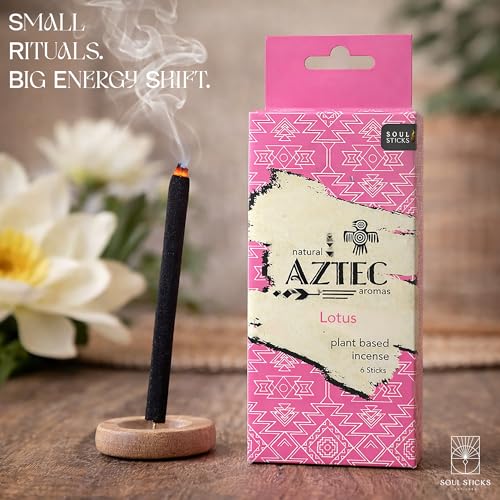 Soul Sticks Aztec Cinnamon Resin Incense Sticks, 90 Hrs Burn Time – 100% Natural, Hand-Rolled & Slow-Burning 6 Pcs| Artisan Blend for Yoga, Meditation, Relaxation, Aromatherapy (Lotus) - color: Lotus