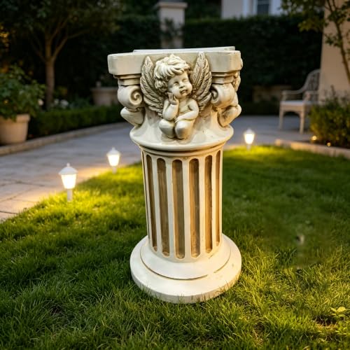 18.11" Angel Column Pedestal Stand, Resin Roman Pillar Decor - color: Angel Column Pedestal