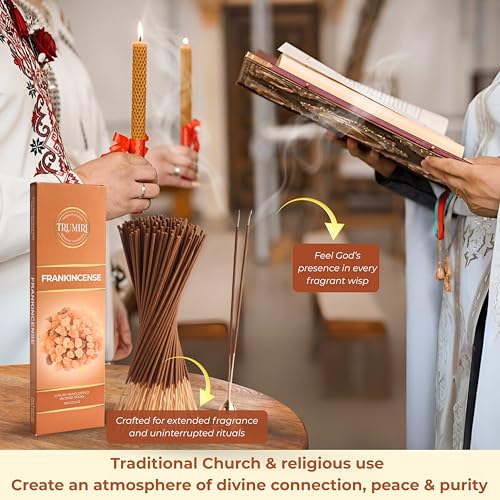 Frankincense Incense Sticks - Pack of 100 Insence-Sticks for Catholic Christian Church - Made with Natural Non Toxic Incienso - Scented Insense Spiritual Agarbatti Incents - color: Frankincense