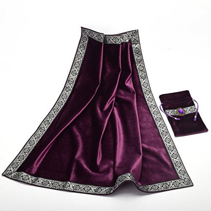 BLESSUME Witch Altar Tarot Table Cloth for Reading Divination Square Cloth Pouch Purple - color: Purple