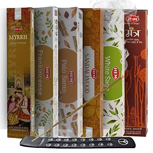 Hem Incense Sticks Variety Pack Masala Series and Holder Burner Bundle with 6 Classic Fragrances - color: Classic Fragrances