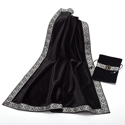 BLESSUME Altar Tarot Table Cloth for Reading with Pouch Black - color: Black