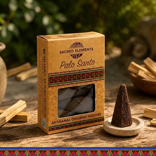 Sacred Elements Organic Incense Cones – Palo Santo Scent (Pack of 4) | Natural Aromatherapy for Energy Cleansing & Relaxation | Handcrafted, Low Smoke, Long-Lasting Fragrance for Home Use