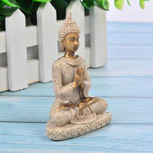 Comimark 1Pcs Handmade Meditation Buddha Statue Sandstone Sculpture Figurine