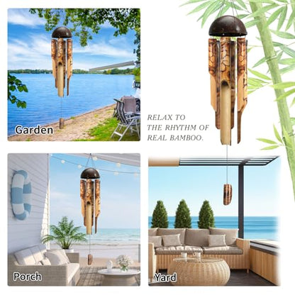 ASTARIN Bamboo Wind Chimes for Outside,Handcrafted Wooden Wind Chimes - size: 44 Inch