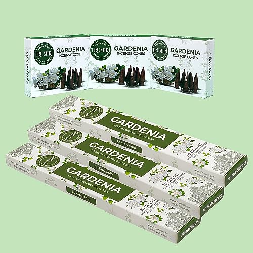 Gardenia Incense Sticks & Incense Cones Combo Pack - 60 Insence-Sticks + 30 Insence Cones - Inscense - Incense Cones Scented - Insents - color: Gardenia