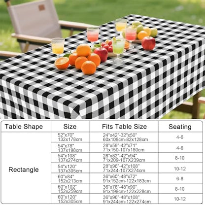 Smiry Picnic Table Cloth, Vinyl Tablecloths with Flannel Backing, 70"x70" - color: Black & White, size: 70" x 70" (Square)