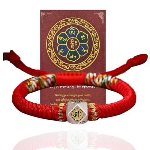Red String Bracelet with Cinnabar Peaceful Buckle for Protection,Feng Shui Bracelet,Adjustable Chinese Bracelet Prayer Yoga Rope for Women Men - style: Tibetan style