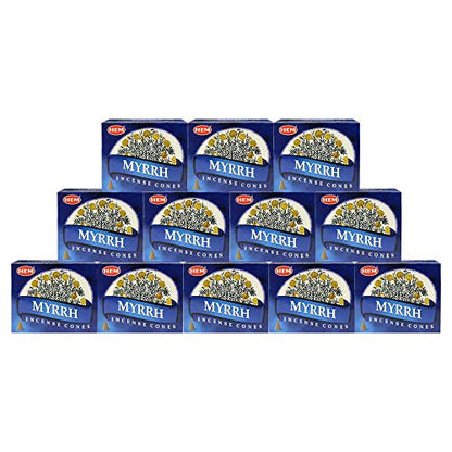 Myrrh Incense Cones and Cone Incense Burner Bundle Insence Insense Hem Incense - color: Blue a