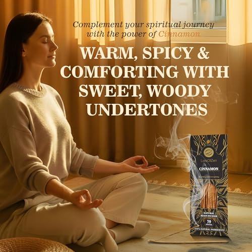 LOTS OF ZEN Cinnamon Incense Sticks, Hand-Rolled, 8-Inch, 70 Count - color: Cinnamon
