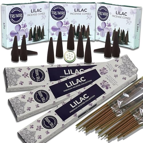 Lilac Incense Sticks & Incense Cones Combo Pack - 60 Insence-Sticks + 30 Insence Cones - Inscense - Incense Cones Scented - Insents - color: Lilac