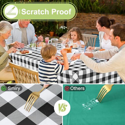 Smiry Picnic Table Cloth, Vinyl Tablecloths with Flannel Backing, 52"x70" - color: Black & White, size: 70" x 52" (Rectangular)