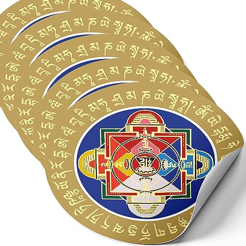 Anti-Toxic Feng Shui Stickers Featuring The Inner Celestial Mansion of Kuan Yin, Calmness and Emotional Balance Symbol, Decorative Feng Shui Amulet Stickers, New Year 2026 Gift, Made in USA (5 Pack)