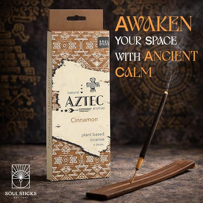 Soul Sticks Aztec Cinnamon Resin Incense Sticks, 90 Hrs Burn Time – 100% Natural, Hand-Rolled & Slow-Burning 6 Pcs| Artisan Blend for Yoga, Meditation, Relaxation, Aromatherapy (Cinnamon) - color: Cinnamon