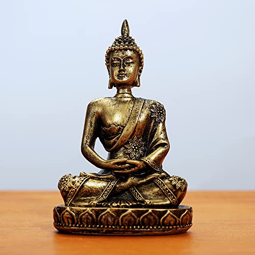 HYFAN Mini Small Meditation Buddha Statue Harmonious Yoga Figurine Collectible Craft Feng Shui Sculpture Decor for Home Office Shelf Desktop (Bronze 4) - color: Bronze 4
