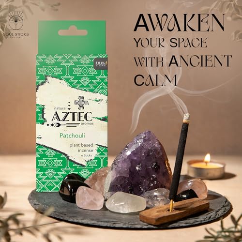 Soul Sticks Aztec Cinnamon Resin Incense Sticks, 90 Hrs Burn Time – 100% Natural, Hand-Rolled & Slow-Burning 6 Pcs| Artisan Blend for Yoga, Meditation, Relaxation, Aromatherapy (Patchouli) - color: Patchouli
