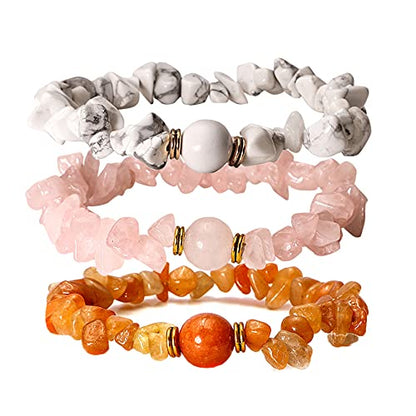 Eigso 7pcs Chakra Mala Beads Bracelets for Women and Men Meditation Healing Crystal Chips Wristbands - color: B-3 color