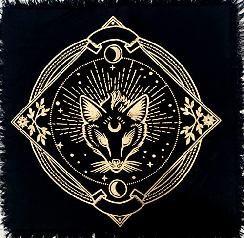 Altar Cloth Golden Lucky Free Wild Owl Witchcraft Alter Tablecloth Tarot Spread pegan Top Cloth Wicca Square Wiccan Spiritual Sacred Table Tapestry Cloth (The wolf, 18 x 18 Inches) - color: The Wolf, size: 18" x 18" (Square)