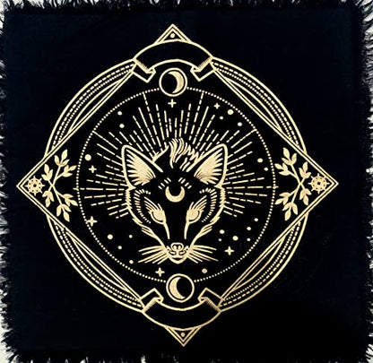 Altar Cloth Golden Lucky Free Wild Owl Witchcraft Alter Tablecloth Tarot Spread pegan Top Cloth Wicca Square Wiccan Spiritual Sacred Table Tapestry Cloth (The wolf, 18 x 18 Inches) - color: The Wolf, size: 18" x 18" (Square)