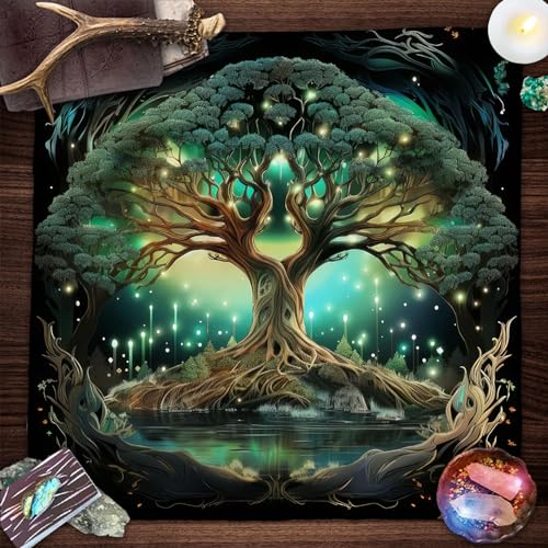 Trees of Life Altars Cloth Tarots Cards Tablecloth Divinations Cards Table Cloth Square Tapestry Witchcrafts Supply