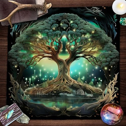 Trees of Life Altars Cloth Tarots Cards Tablecloth Divinations Cards Table Cloth Square Tapestry Witchcrafts Supply