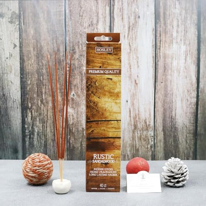 Hosley 40 Pack Incense Sticks – Rustic Sandalwood – Perfect for Home, Meditation & Aromatherapy - color: Rustic Sandalwood-40