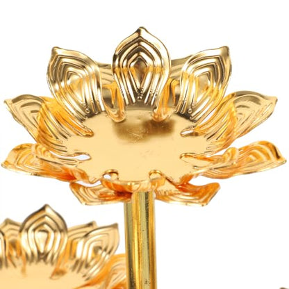 COHEALI Lotus Candle Holder Set Metal Butter Lamp Base for Buddhist Altar Temple Candle Holder Decorative Candleholder for Home D Cor 2-Pack 11.81 X 5.90 X 9.64 in
