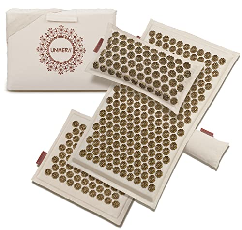 UNMERA Acupressure Mat and Pillow Set,Natural Linen & Coconut Fiber Filling - color: Linen Original