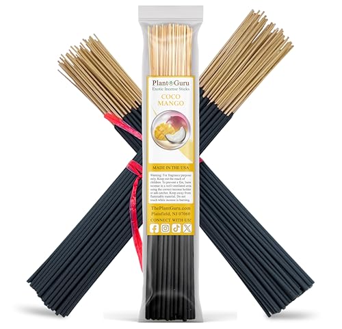 Coco Mango Incense Sticks 11" - 1 Bundle 85 to 100 Sticks - Smooth and Clean Long Burn Time, 45 to 60 Minutes.